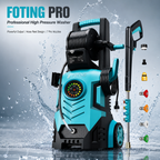 Electric Pressure Washer with Visual Pressure Dial, Hose Reel & 6 Quick‑Connect Nozzles, Compact Power Washer for Car, Patio, Driveway Cleaning