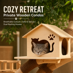 Luxury Solid Wood Cat Tree Tower, Large Multi‑Level Cat Tree with House, Swing & Acrylic Pod, Natural Jute Scratching Posts for 3‑5 Cats