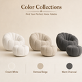 Cloud‑Like Pumpkin Boucle Chair with Ottoman, Ergonomic Curved Bean Bag Accent Chair, High‑Density Foam Comfy Lounge Chair for Living Room Bedroom Reading Nook