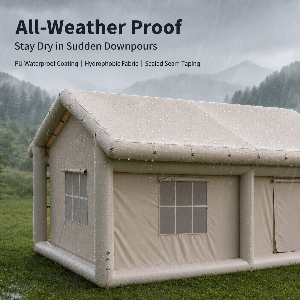 Inflatable Cabin Tent 2‑8 Person, 3‑Min Fast Setup Air Tent, Waterproof UV‑Resistant Glamping Tent with Pump & Carry Bag for Family Camping