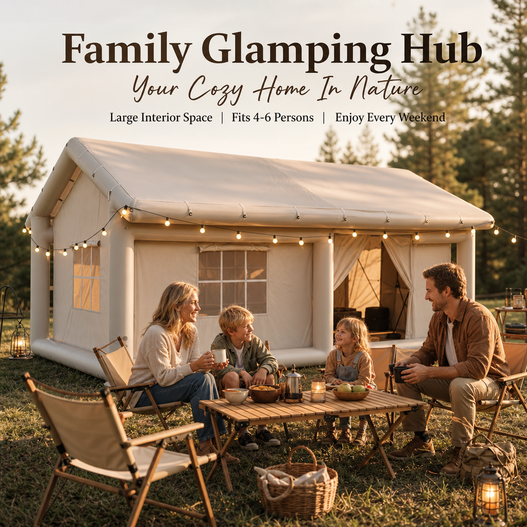 Inflatable Cabin Tent 2‑8 Person, 3‑Min Fast Setup Air Tent, Waterproof UV‑Resistant Glamping Tent with Pump & Carry Bag for Family Camping