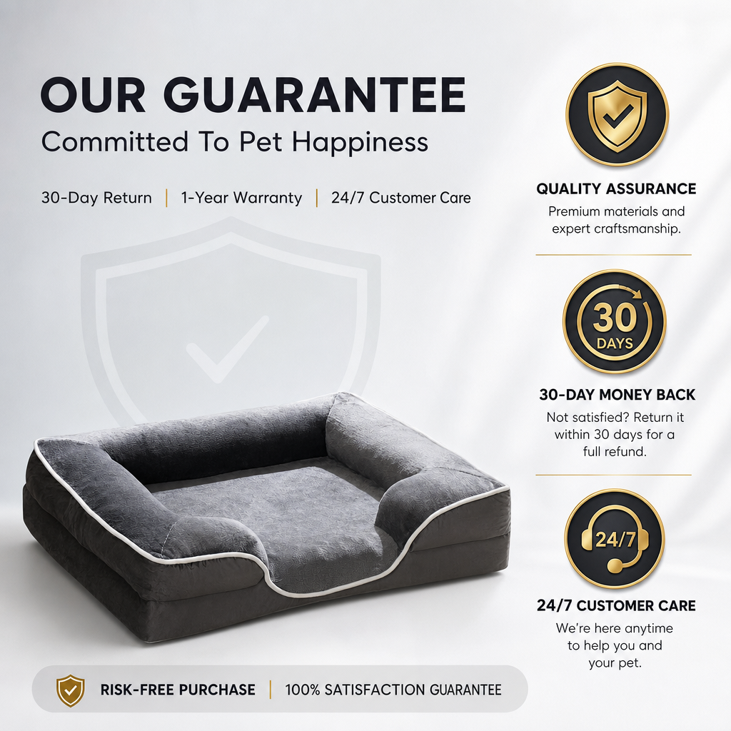 Orthopedic Memory Foam Dog Bed, Washable Cover Bolster Pet Bed, Anti-Slip Bottom for Large Medium Small Dogs