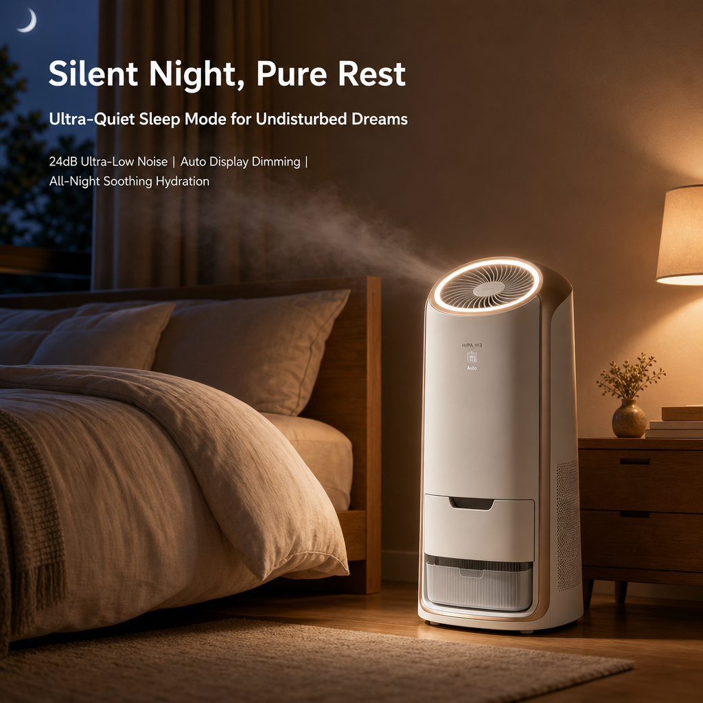 H13 HEPA Air Purifier with Humidifier, 99.97% Allergen Removal, 360° Air Intake for Home Bedroom