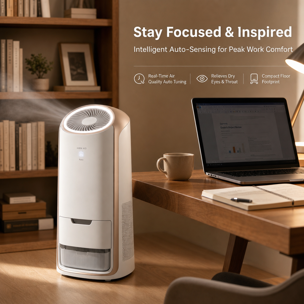 H13 HEPA Air Purifier with Humidifier, 99.97% Allergen Removal, 360° Air Intake for Home Bedroom