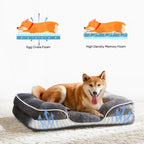 Orthopedic Memory Foam Dog Bed, Washable Cover Bolster Pet Bed, Anti-Slip Bottom for Large Medium Small Dogs