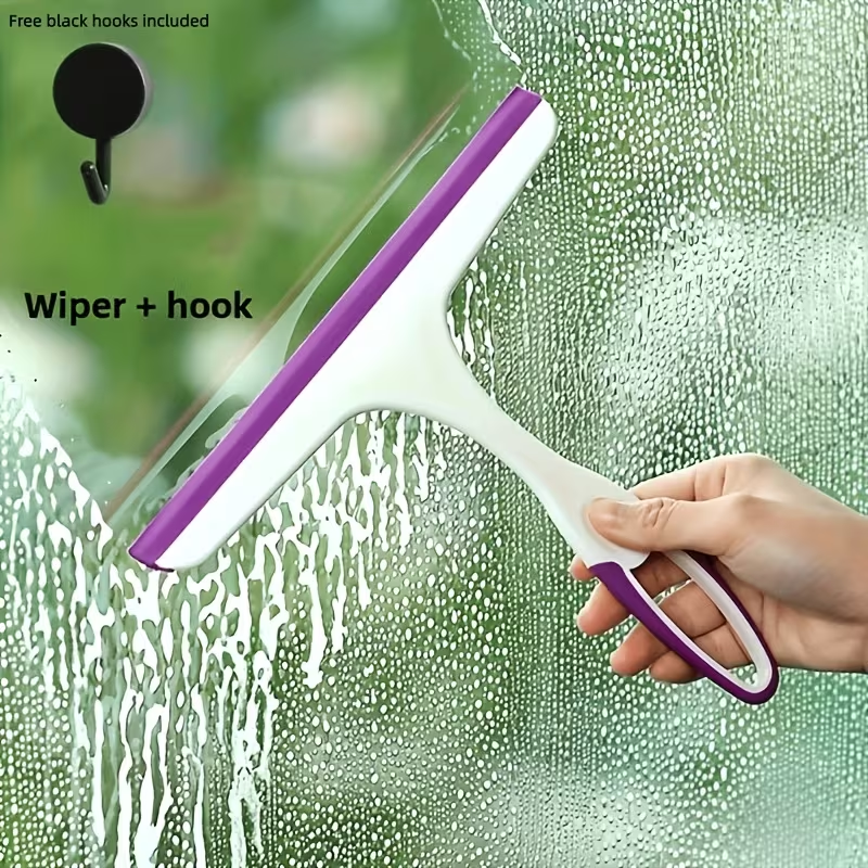 Multi-Purpose Silicone Window Squeegee with Free Hook Streak-Free Glass Wiper
