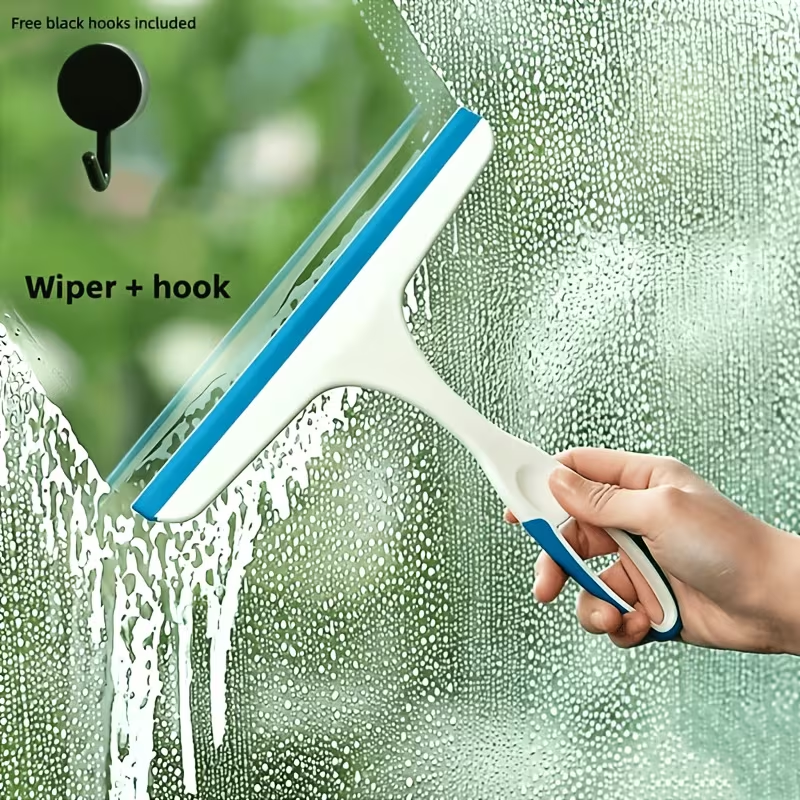 Multi-Purpose Silicone Window Squeegee with Free Hook Streak-Free Glass Wiper