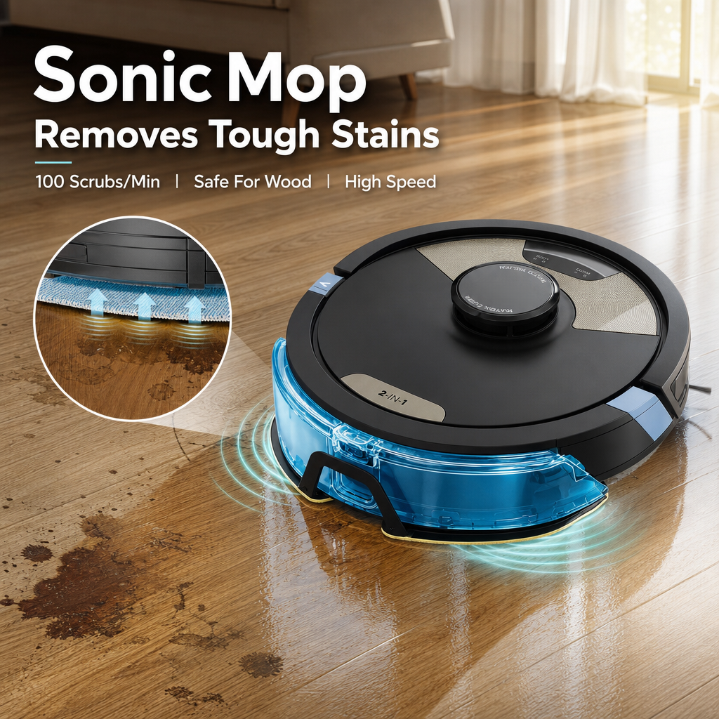 2‑in‑1 Robot Vacuum and Mop | LiDAR Mapping, Self‑Empty Base, Anti‑Allergen Seal, Pet Hair Cleaning for Carpet & Hard Floors