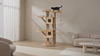 Luxury Solid Wood Cat Tree Tower, Large Multi‑Level Cat Tree with House, Swing & Acrylic Pod, Natural Jute Scratching Posts for 3‑5 Cats